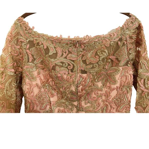 Tadashi Shoji Curie Off Shoulder Sparkly Metallic Dress Sz 8 in Petal Pink NWT - Picture 6 of 8